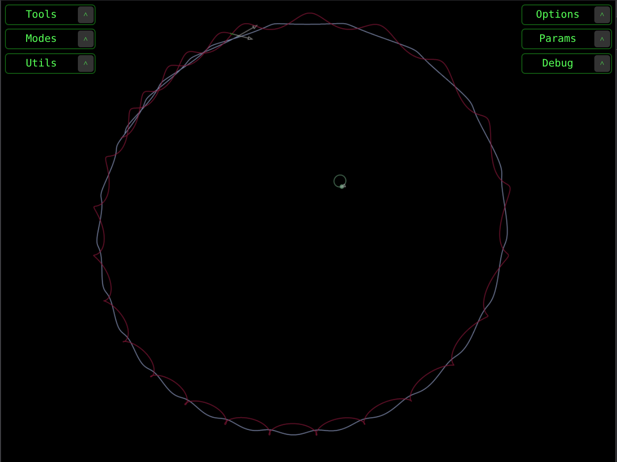 Gravity Simulator Screenshot 4 A binary pair orbiting a larger partner